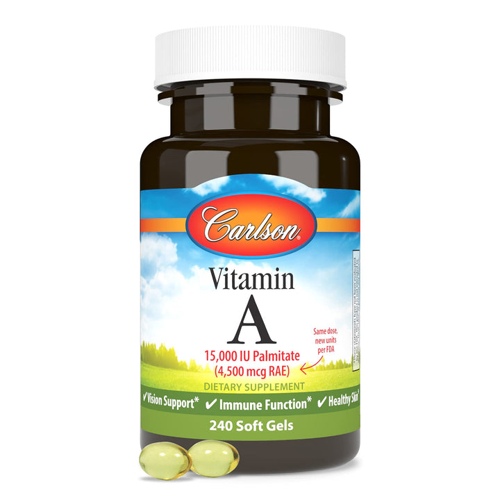 - Vitamin A, 15000 IU Palmitate (4500 mcg RAE), Vision Health & Healthy Skin, Immune Function, 240 Softgels