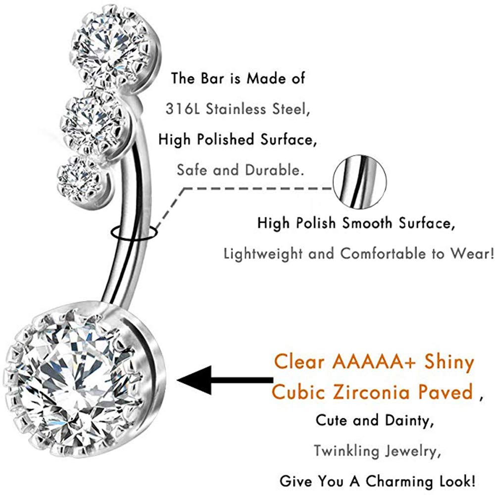 Piercing Kit - Professional Belly Piercing Kit Includes Piercing Jewelry Piercing Needles 14G Piercing Clamps Belly Button Rings Navel Rings for Body Piercing Kit Piercing Supplies
