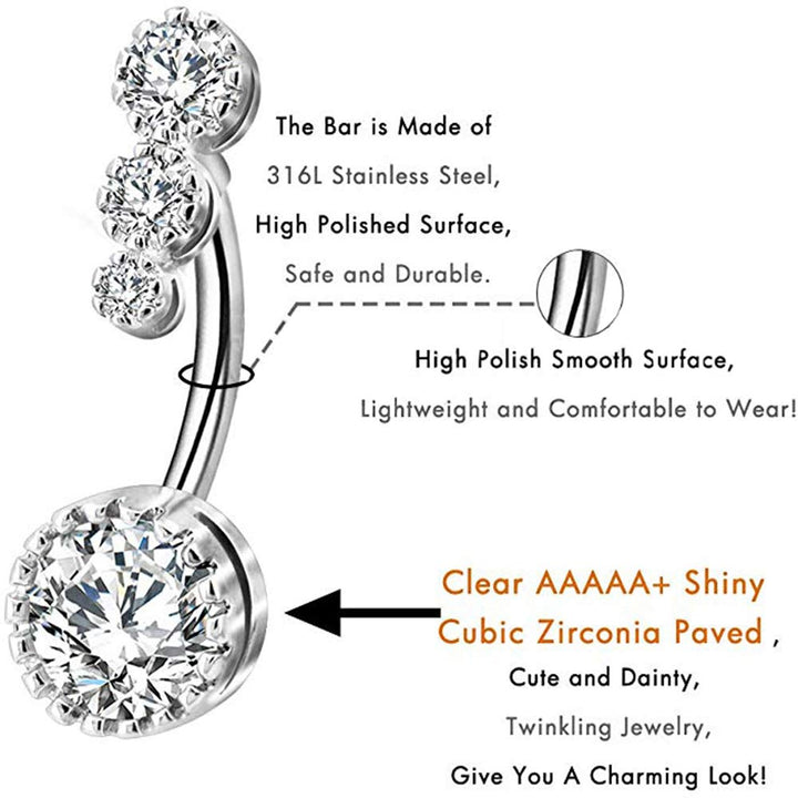 Piercing Kit - Professional Belly Piercing Kit Includes Piercing Jewelry Piercing Needles 14G Piercing Clamps Belly Button Rings Navel Rings for Body Piercing Kit Piercing Supplies