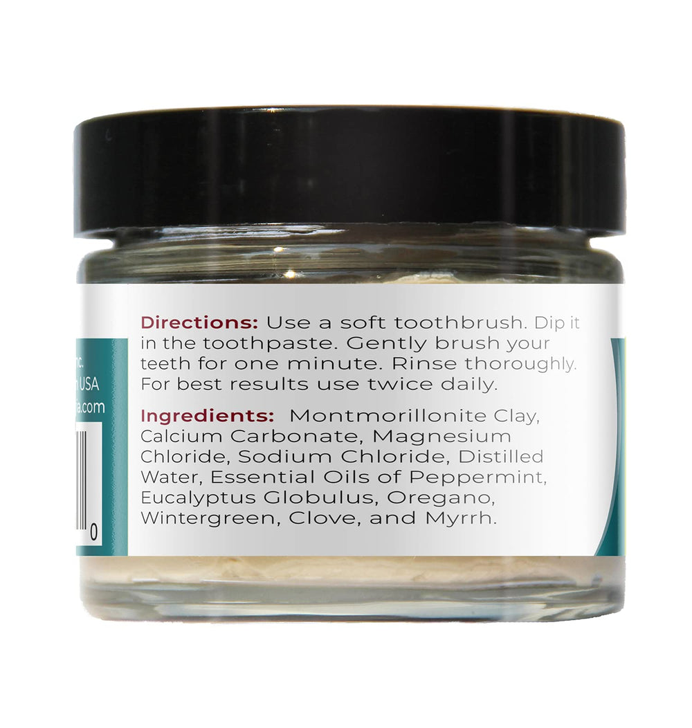 Fluoride Free Natural Toothpaste - Peppermint (3 oz Glass jar) Refreshes Mouth, Freshens Breath, Keeps Teeth and Gum Healthy