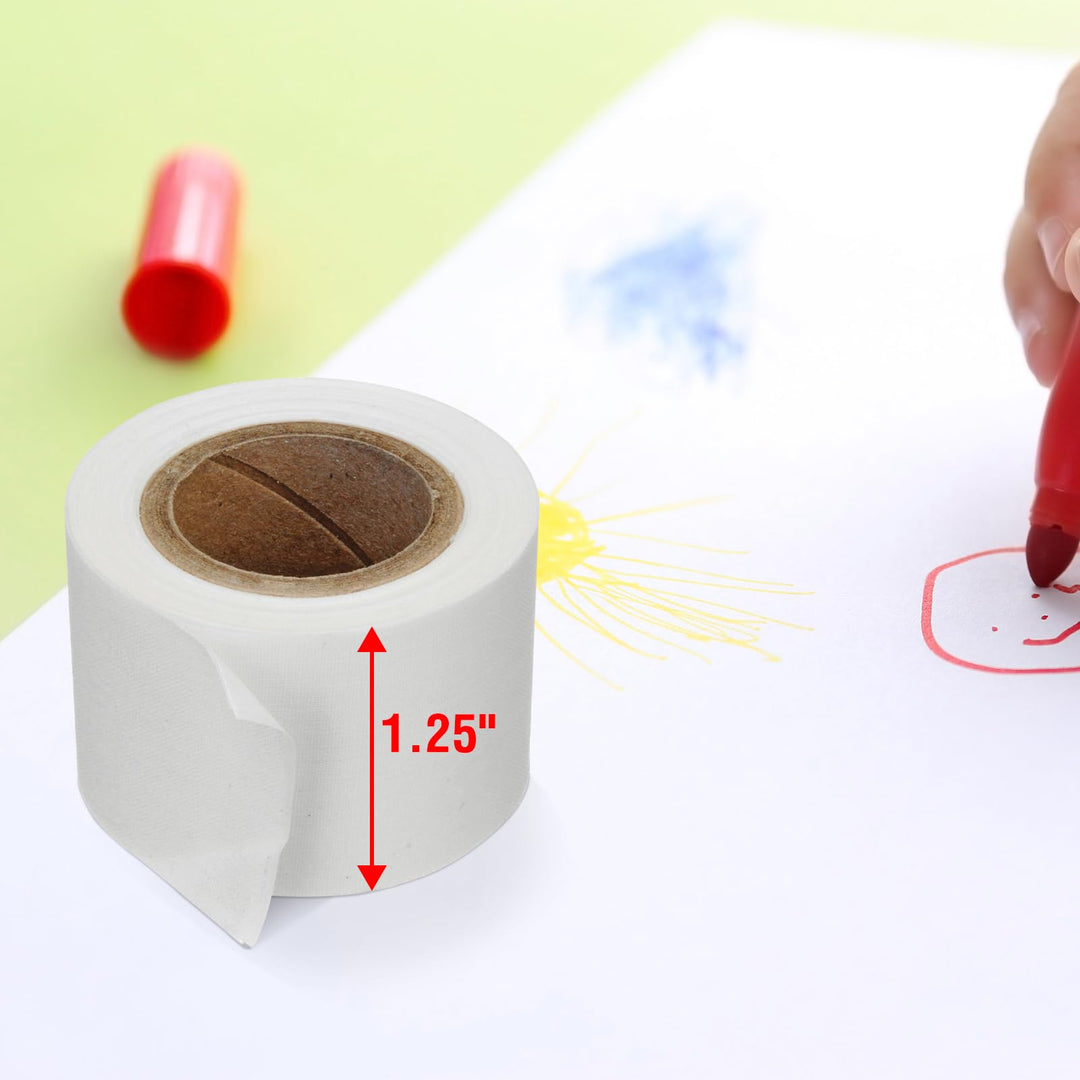 Self-Adhesive Linen Hinging Tape, Attaching Mats to Backboard, Hinging Heavy Artwork, Non-Yellowing, Strong, Neutral pH Acrylic Adhesive. Acid-Free White Linen Cloth, 1.25 x 12', Pack of 1