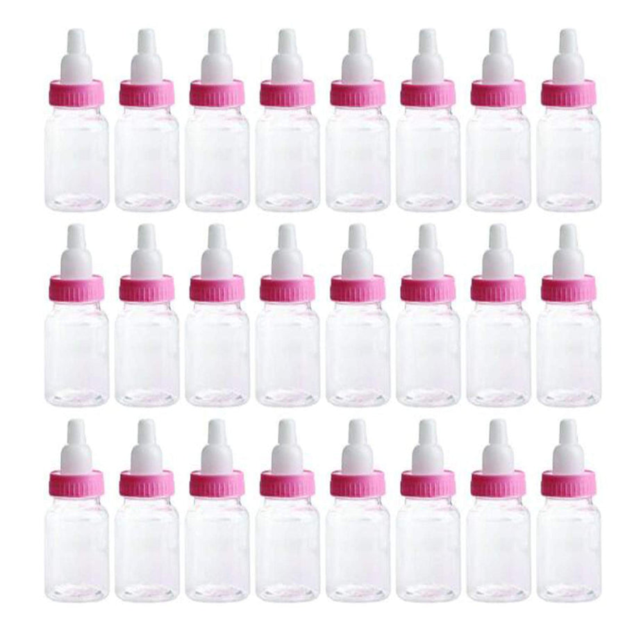 Bottles with Removable Pink Tops for Baby Showers, Parties, and Favors (24 Pink)
