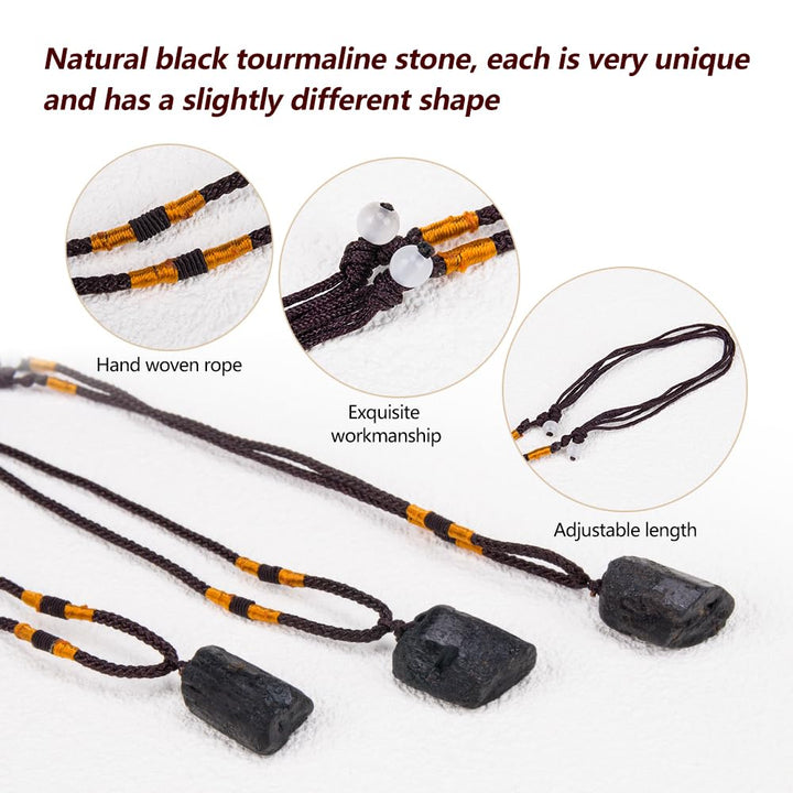2Pcs Natural Black Tourmaline Stone Pillar Pendant Necklace Tourmaline Amulet Natural Free Form Crystal Healing Pendant