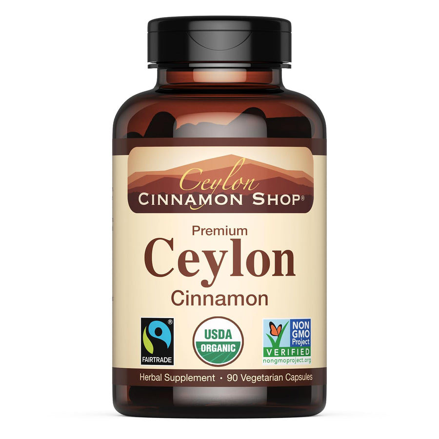 Organic Ceylon Cinnamon (100% Certified) Supplement, 90 Capsules