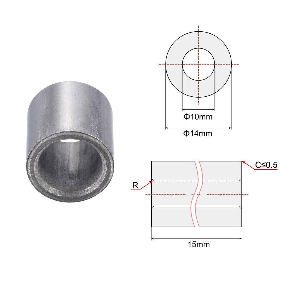 Sleeve Bearings 10mm Bore 14mm OD 15mm Length Sintered Iron Self-Lubricating Bushings 6pcs