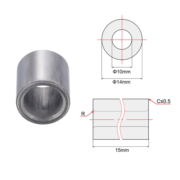 Sleeve Bearings 10mm Bore 14mm OD 15mm Length Sintered Iron Self-Lubricating Bushings 6pcs