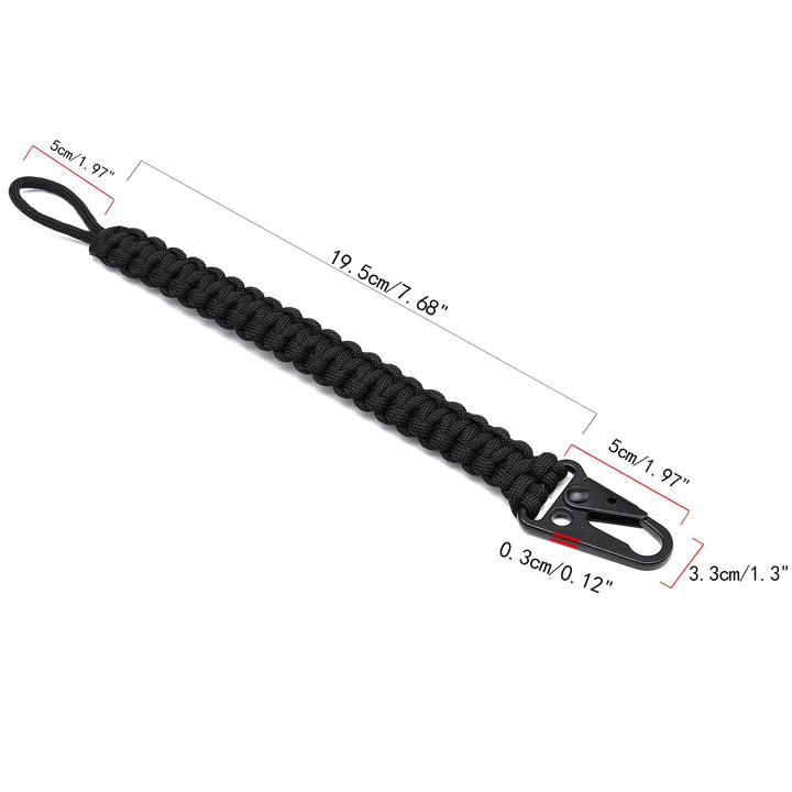 Sotir sport Paracord Keychain,Cobra Weave 550 Paracord,7.7 Inch Woven, 10 Feet Unraveled,Every Day Carry (Black)
