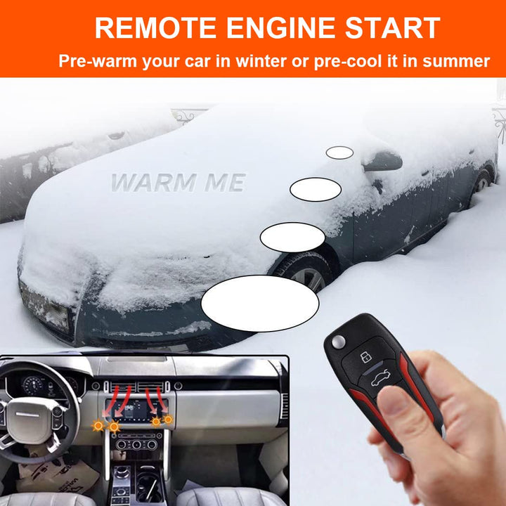 Car Keyless Entry Security Alarm System + Remote Engine Starter + Push to Start Stop Iginition Kit Button