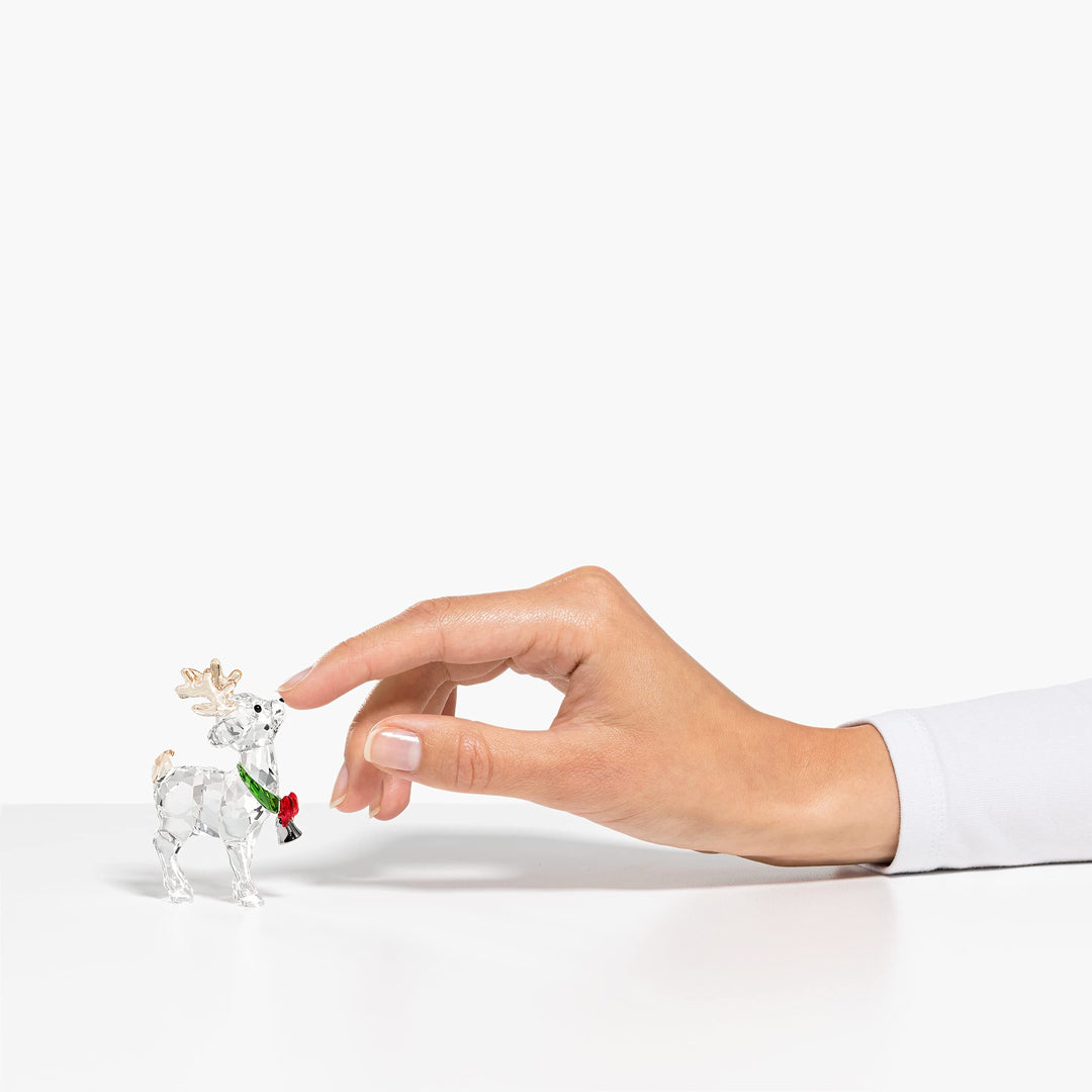 Joyful Ornaments Santa’s Reindeer Figurine, Multicolored Crystals, Part of The Joyful Ornaments Collection