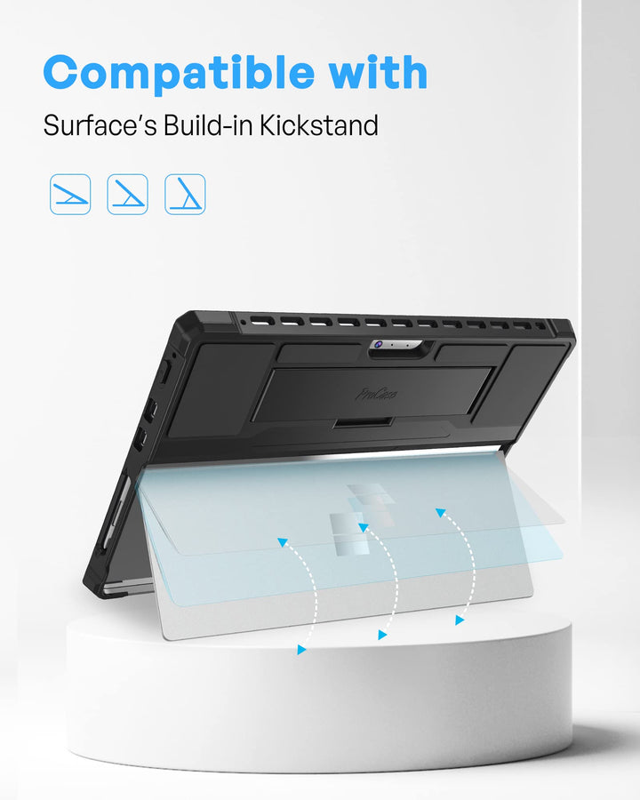 Case for Surface Pro 8, Rugged Protective Cover with Built-in Hand Strap Compatible with Type Cover Keyboard for 13.0 Microsoft Surface Pro 8 2021 Release –Black