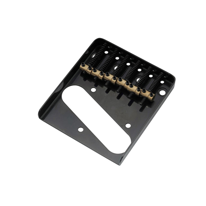 Pro 54mm Vintage Telecaster Bridge with Barrel Brass 6-Saddle for Squier and Import Tele Style Electric Guitar, Black