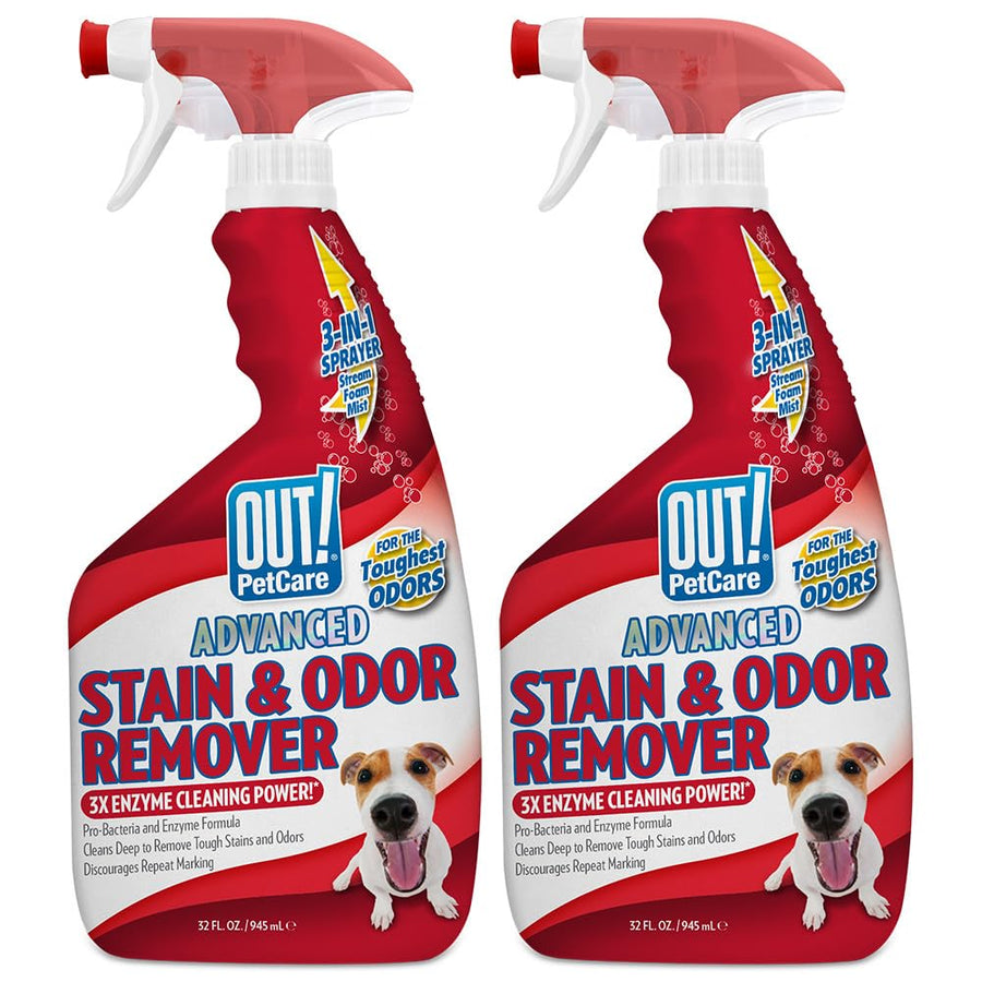 PetCare Advanced Pet Stain and Odor Remover, Stain and Odor Eliminator, Pet Carpet Cleaner, Enzyme Cleaner Spray, Pro Bacteria Urine Remove, Deodorizer, Safe & Effective, 32 fl oz (2 Pack)