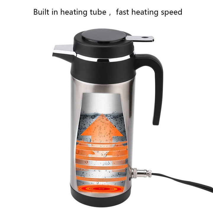 1200ml Car Electric Kettle 12V Hot Water Bottle Stainless Steel Cigarette Lighter Heating Cordless Kettle Mug Electric Travel Thermoses