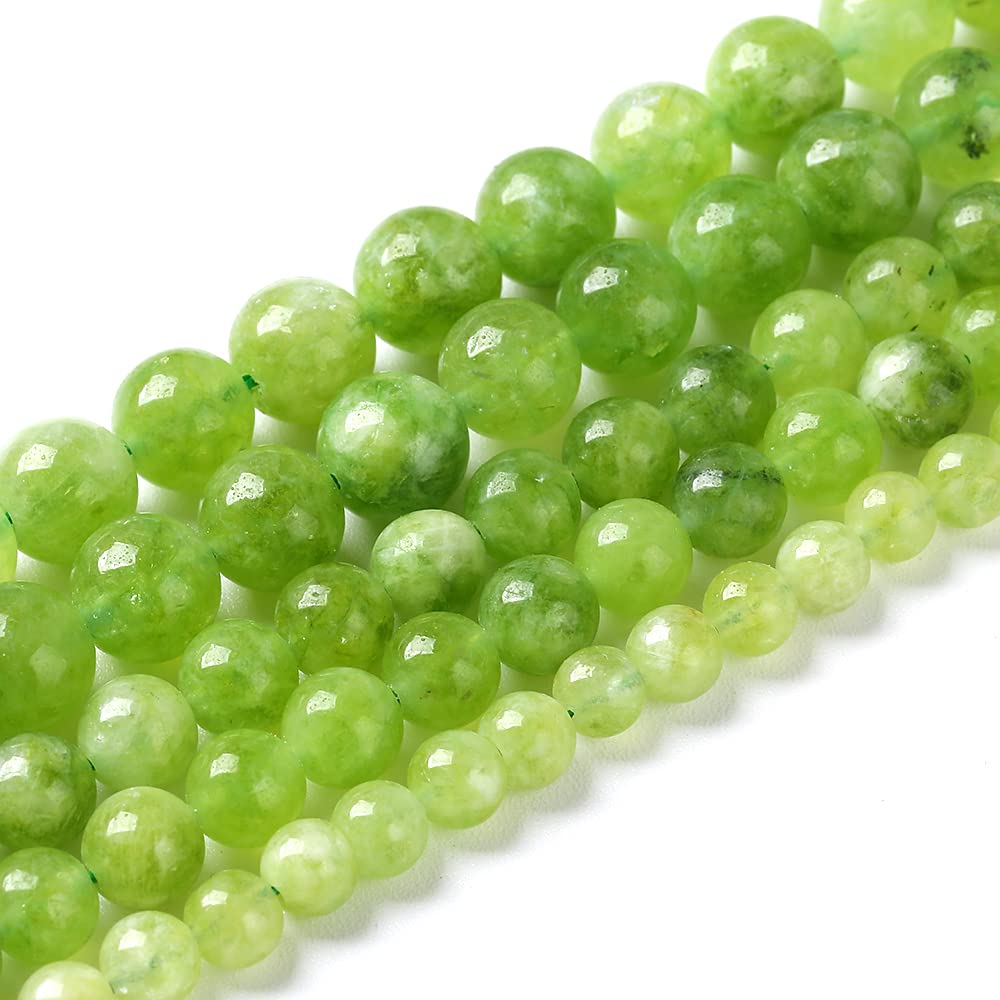 60pcs 6mm Natural Peridot Green Lace Jades Beads Round Loose Spacer Beads for Jewelry Making DIY Bracelets Crystal Energy Healing Power Stone 15 Inch (6mm, Green Peridot Jade)