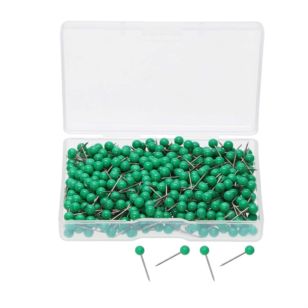 1/8 Inch Small Round Ball Head Decorative Push Pins Map Thumb Tacks for Travel Map Art Picture Photo Canvas Bulletin Cork Board Wall DIY Craft Home School Office Use, 500PCS (Green)