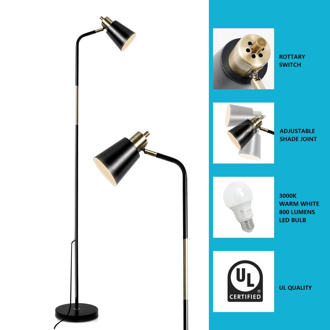 Floor Lamp, Industrial Floor Lamp 360° Rotation Lampshade Modern Standing Lamp, Floor Lamps for Living Room, Office, Bedroom Reading, Work etc(Green)