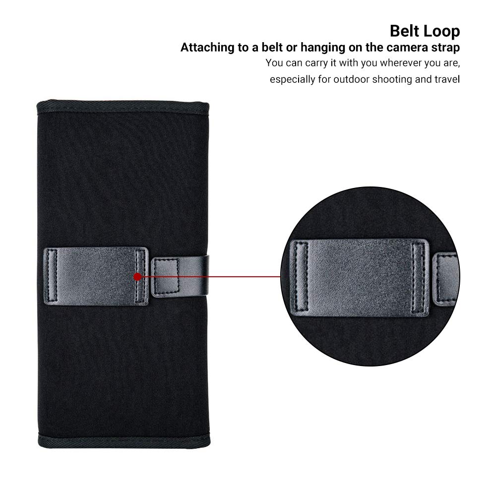 8 Pockets Lens Filter Case Up to 82mm (37mm 40.5mm 43mm 46mm 49mm 52mm 55mm 58mm 62mm 67mm 72mm 77mm) for Round or Square Filters, Belt Loop Design, Folding Camera Filter Pouch Wallet Holder Case