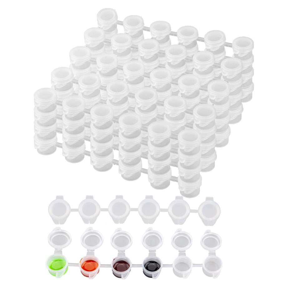150 Pots Empty Paint Pots Strips Mini Transparent Storage Containers Paint Arts Crafts Supplies for Classrooms Schools Paintings Art Festivals, 25 Strips (2ml)
