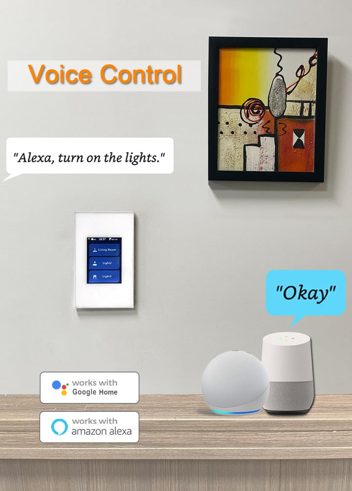 Tuya Smart Life LCD Smart Light Switch, Curtain/1/2/3 Gang 4-Models-in-1 WiFi Touch Smart Switch Supports Alexa & Google Home & Home Assistant, Needs Neutral Wire, No Hub Needed,White
