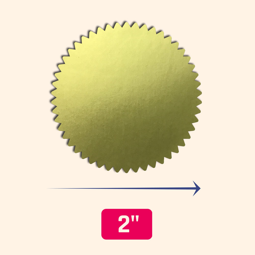 200 Pack, Gold Foil Seal Stickers for Certificates - 2 Diameter