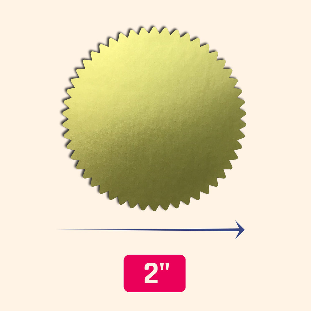 200 Pack, Gold Foil Seal Stickers for Certificates - 2 Diameter
