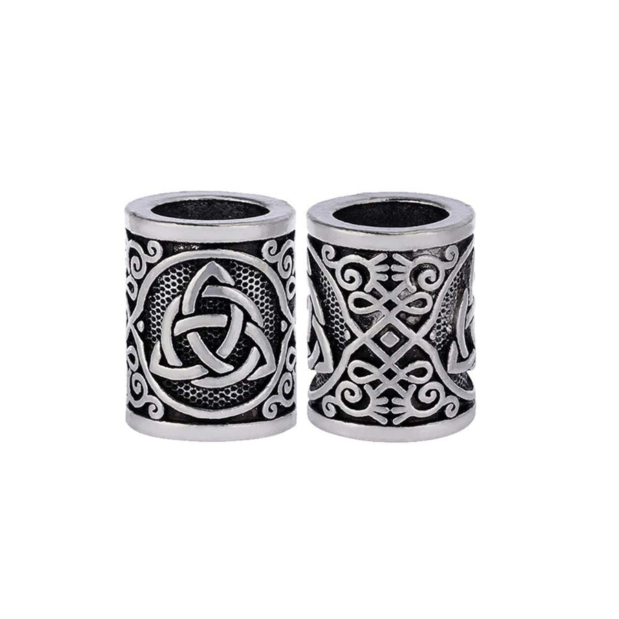 Hair Beard Beads 2 Pcs Celtics Knots Triquetra Viking Beads 0.59X0.47 Viking Rune Beards Sliver Norse Rings Large Viking Beard Beads Metal Beads,Pack 2