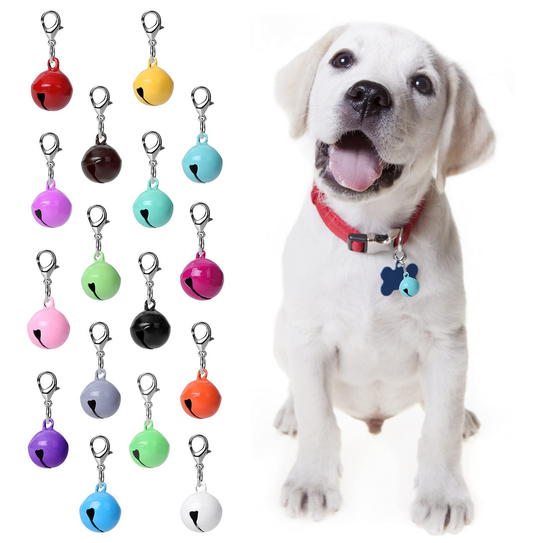 16 Pcs Cat Dog Collar Bells, Jingle Bell for Cat Collar, Dog Collar Charms, Colourful Pet Small Bells with Clasps, Pet Collar Accessories, Festival Party DIY Crafts Decoration