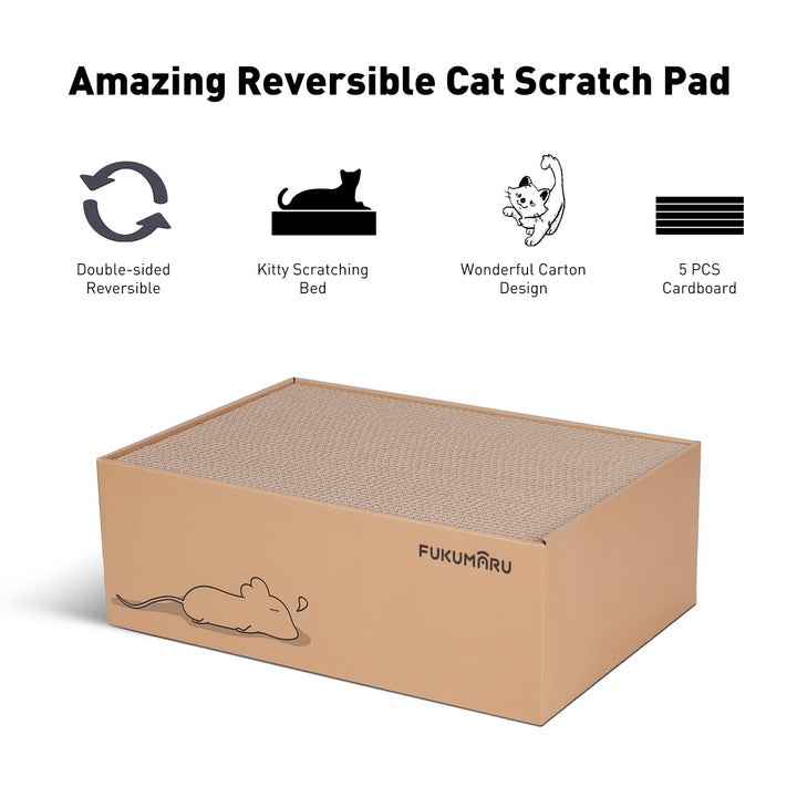 5 PCS Cat Scratching Boards, 11.4 Inch Width Ex-Large Cat Scratcher Box, Reversible Cardboard Scratchers for Indoor Cats, Cat Scratch Box for Large, Medium and Small Cats, Protect Furniture