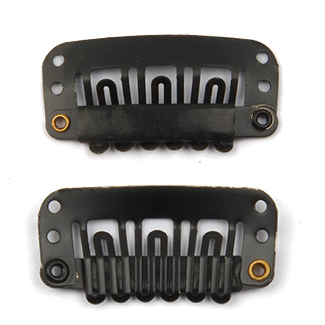 20pcs U Shape Snap Clips for Hair Extensions Hair Weave Weft Metallic Wig Clips With Silicon Rubber DIY Clip ins 3.2cm Width 1.2g/pc Black Color (Black -20pcs)