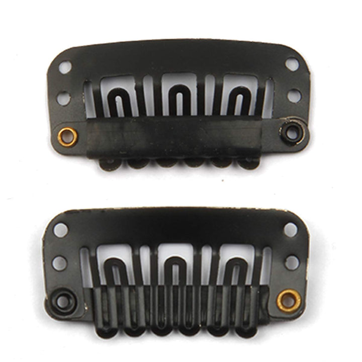 20pcs U Shape Snap Clips for Hair Extensions Hair Weave Weft Metallic Wig Clips With Silicon Rubber DIY Clip ins 3.2cm Width 1.2g/pc Black Color (Black -20pcs)