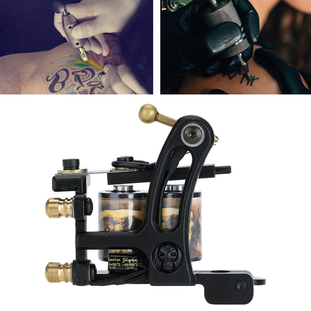Coil Tattoo Machine, Tattoo Shader Machine, Professional Tattooist Shader Tattoo Machine Liner Shader Gun 10 Wrap Copper Coils Coloring Coating Tool Coils Tattoo Machine Liner & Shader