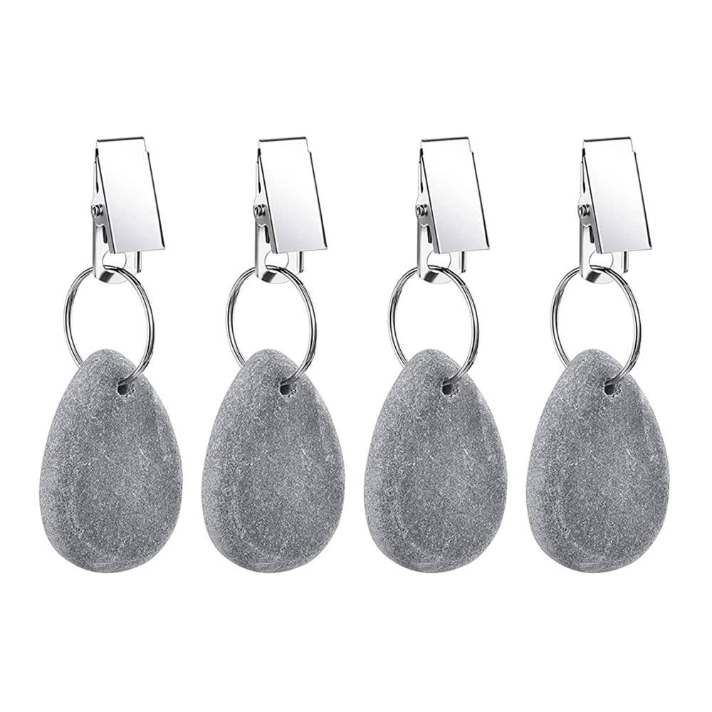 Tablecloth Weights Hangers, Tablecloth Pendant Stone Table Cover Weights with Metal Clips for Outdoor Party Picnic Table Decoration (Grey (6pcs))