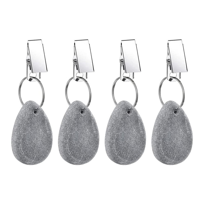 Tablecloth Weights Hangers, Tablecloth Pendant Stone Table Cover Weights with Metal Clips for Outdoor Party Picnic Table Decoration (Grey (6pcs))