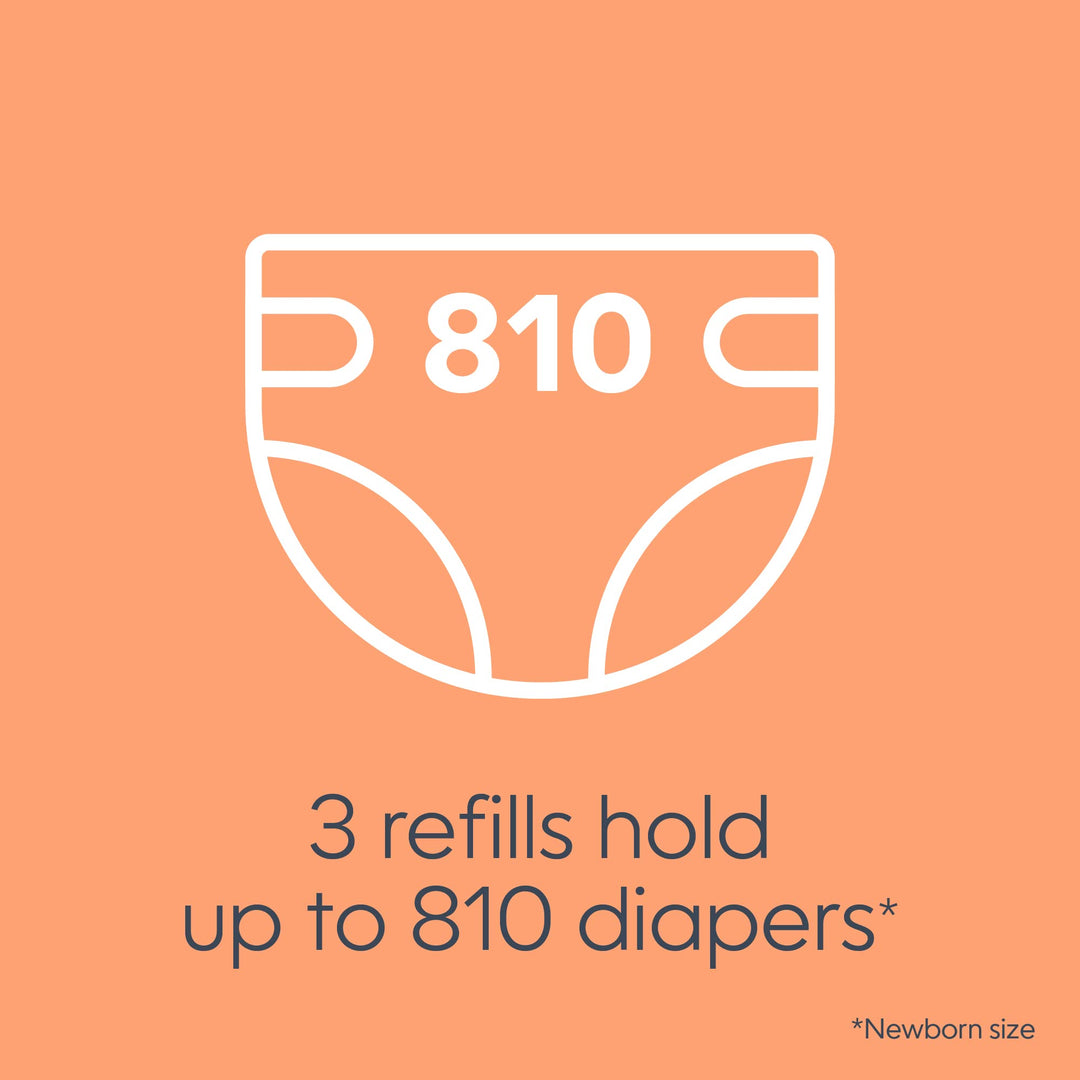 Bags Refills 270 Count (Pack of 3) Clean Laundry Scent | Diaper Pail Refills with Max Odor Lock | Holds up to 810 Newborn Diapers