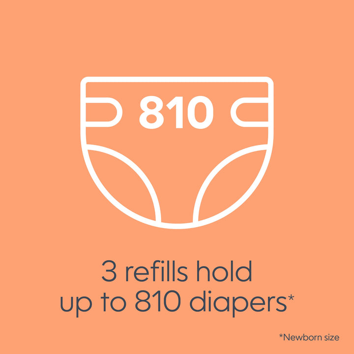 Bags Refills 270 Count (Pack of 3) Clean Laundry Scent | Diaper Pail Refills with Max Odor Lock | Holds up to 810 Newborn Diapers