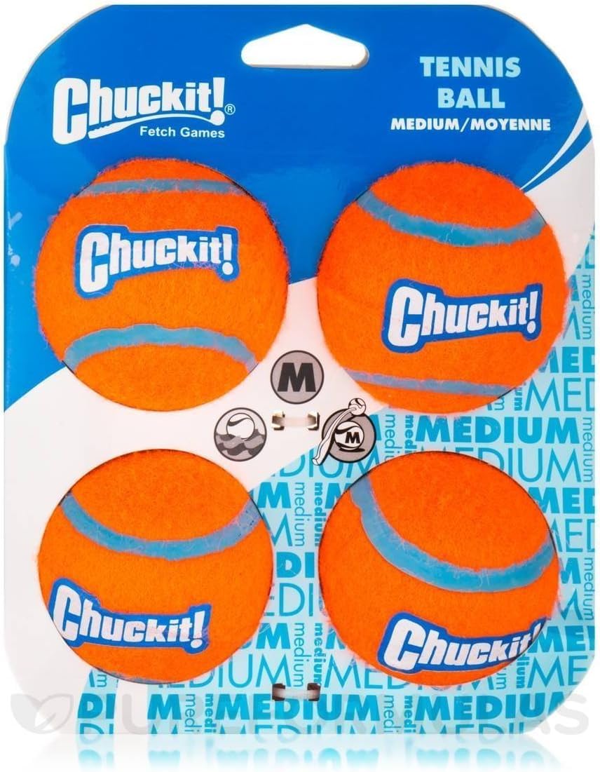 Dog Tennis Ball Dog Toy, Medium (2.5 Inch Diameter) for dogs 20-60 lbs, Pack of 4