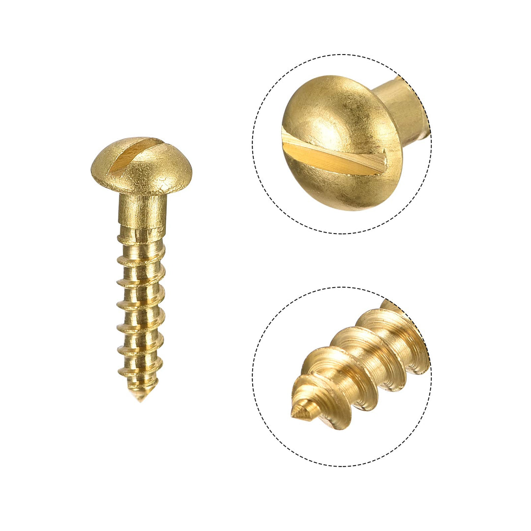 Wood Screws M2.5 x 12mm Slotted Round Head Brass Self-Tapping Screw 100 Pcs
