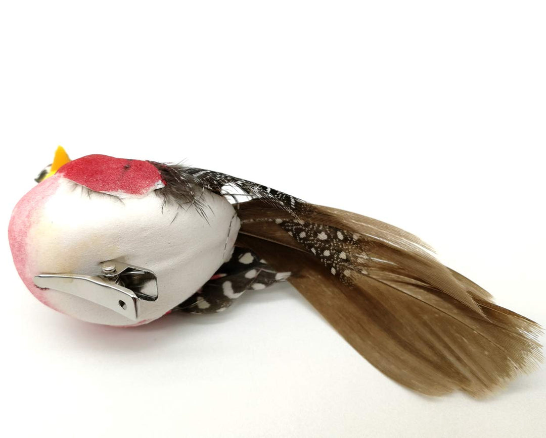 6pcs 4.3 Artificial Simulation Foam Birds Clip on Sparrow Spotted Feather Bird Ornaments for Craft Christmas Decoration Home Garden Party Accessories
