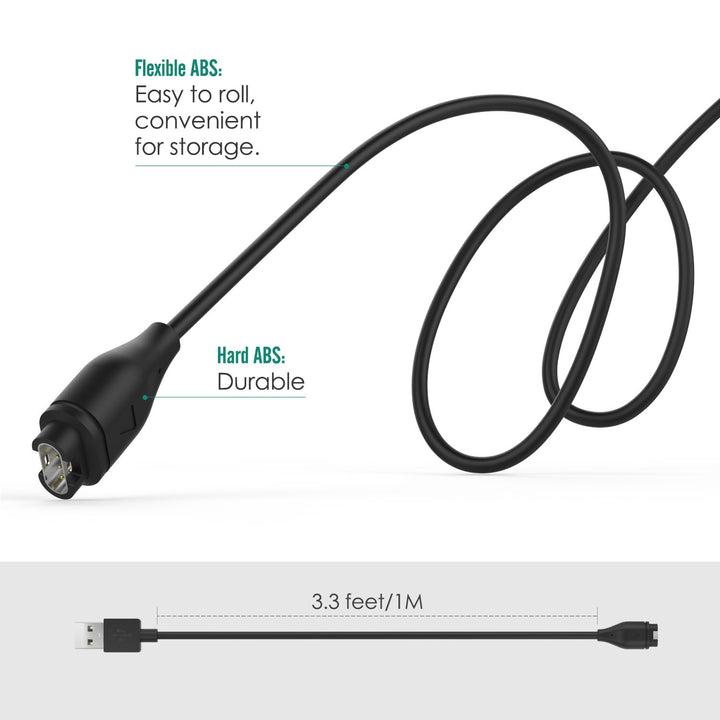 Charger Compatible with Garmin Fenix 7/7S/7X/6/6S/6X Pro/5/5S/5X Plus/Vivoactive 3/4/4S/Forerunner 45/245/745/945/Venu 2S/2 Plus/Instinct/EPIX Gen 2, USB Data Sync Charging Cable - Black