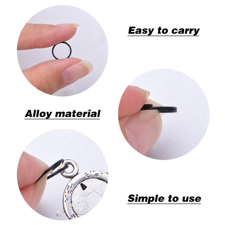 200pcs 10 mm Split Rings Alloy Double Loop Jump Rings Keychain Ring Connectors for DIY Arts Crafts Organization Home Car Office Keys Attachment, Black