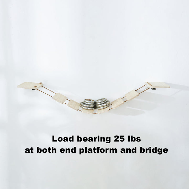 Yiotl Wall-Mounted Cat Bridge Wood Cat Shelf Bed Hammock Climbing Step Cat Ladder Modern Cat Wall Shelf Furniture Sets1
