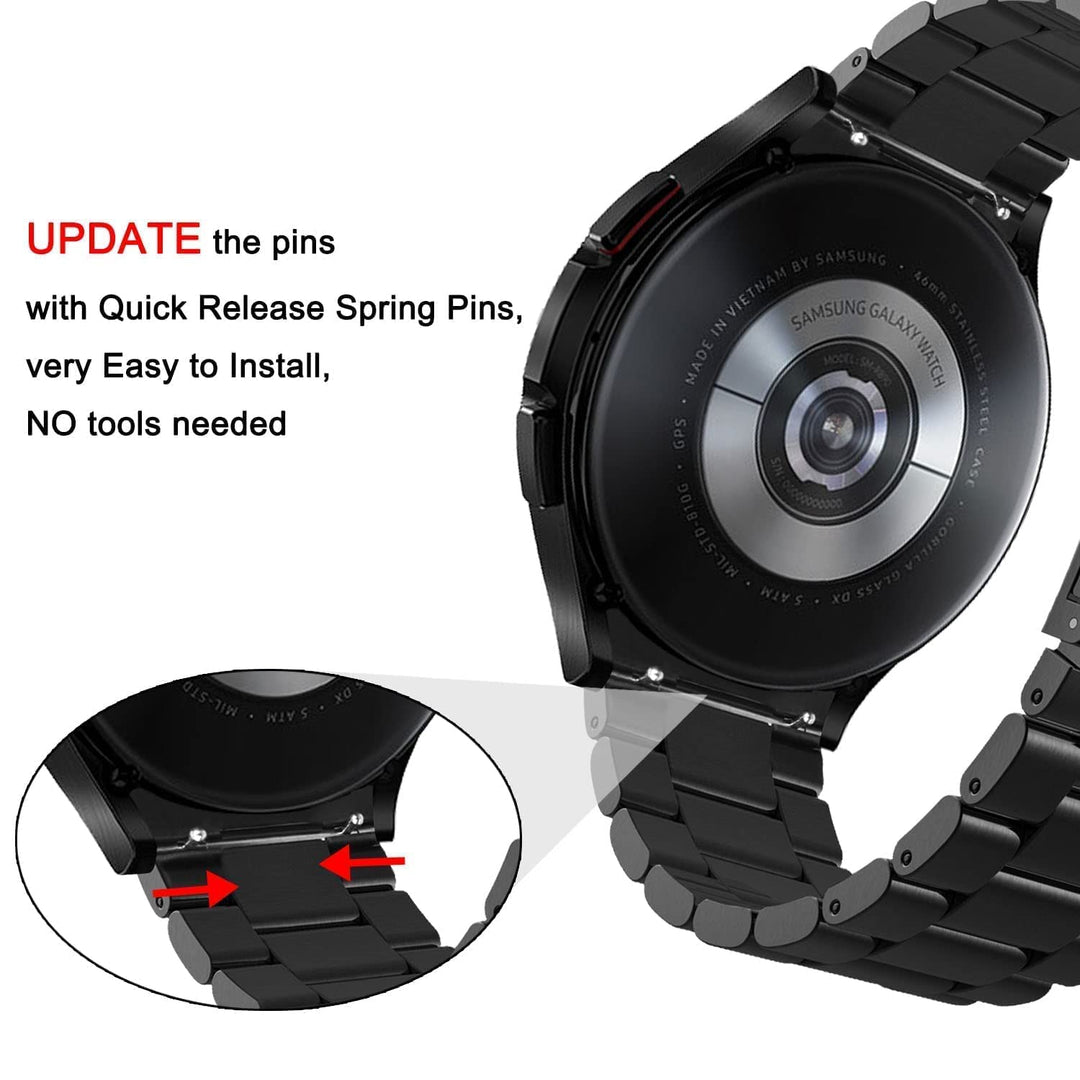 compatible with Galaxy Watch 5 Pro Bands 45mm, No Gaps Solid Stainless Steel Strap Metal Business Bands Replacement for Galaxy Watch 4 Classic 46mm/Watch 5 Pro 45mm Black