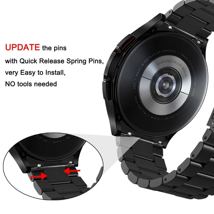 compatible with Galaxy Watch 5 Pro Bands 45mm, No Gaps Solid Stainless Steel Strap Metal Business Bands Replacement for Galaxy Watch 4 Classic 46mm/Watch 5 Pro 45mm Black