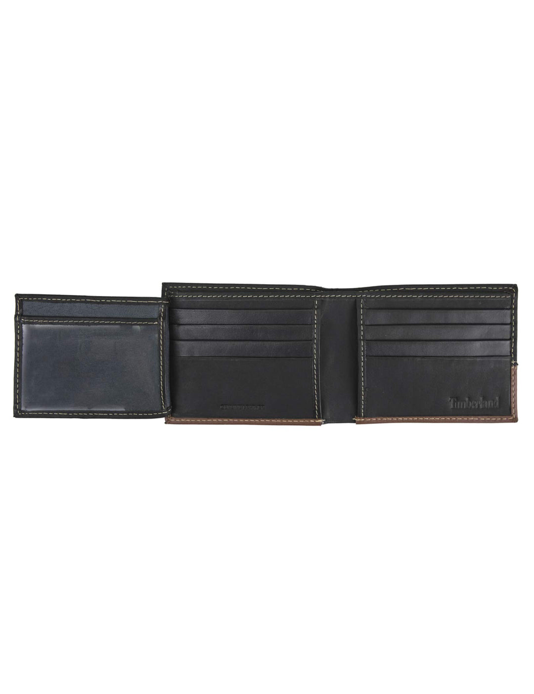 Men's Leather Passcase Trifold Wallet Hybrid, Black/Cognac, One Size