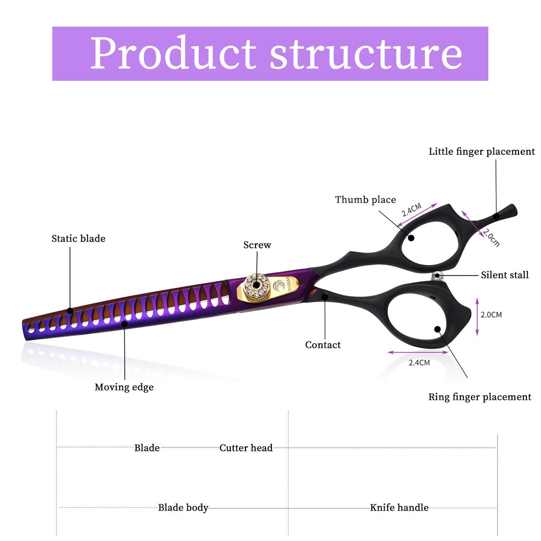440C Straight Cutting Scissor Chunker Shear Pet Grooming Thinning Shear Hair Cutting Scissor for Hair Trimming Japanese Steel Balde Scissor for Dogs and Cats Thinning Rate 35%-45%