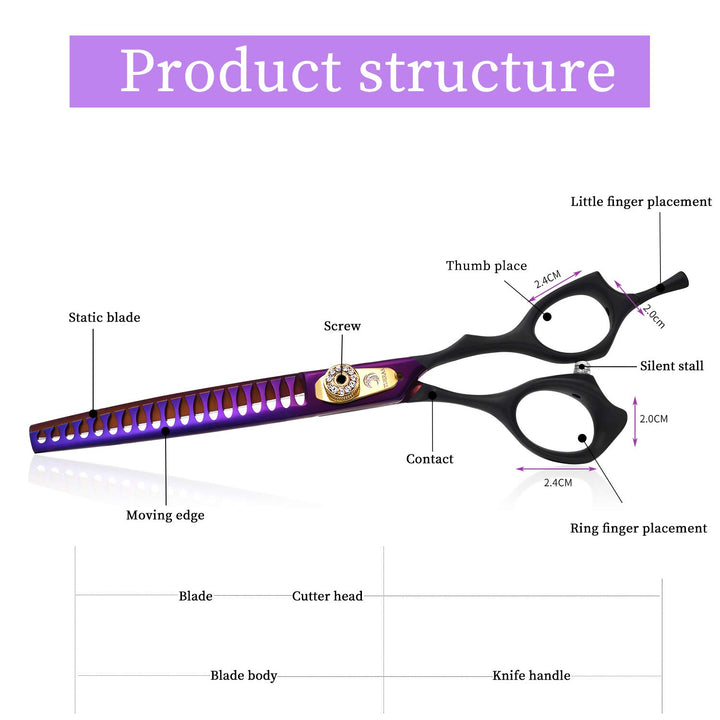 440C Straight Cutting Scissor Chunker Shear Pet Grooming Thinning Shear Hair Cutting Scissor for Hair Trimming Japanese Steel Balde Scissor for Dogs and Cats Thinning Rate 35%-45%