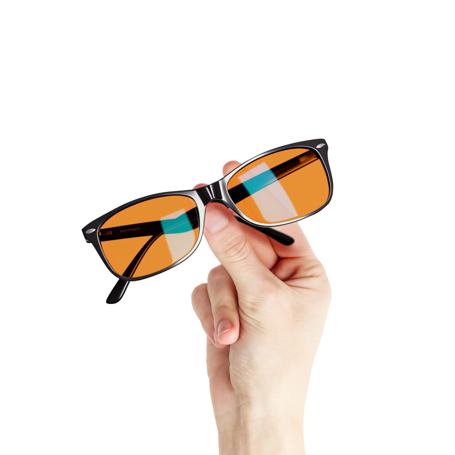 CLASSIC NIGHT Blue Light Blocking Glasses for Women, Men. Sleep Aid, Anti Eyestrain Headache for Computer, Gaming, TV, UV Glare w/FREE $497 Training Course (Regular, Black)