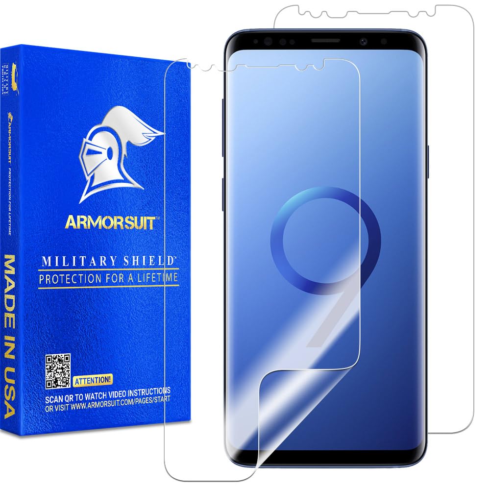 2 Pack Screen Protector Designed for Samsung Galaxy S9 Plus / S9+ (6.2 Inch) Case Friendly MilitaryShield HD Clear Film - Made in USA