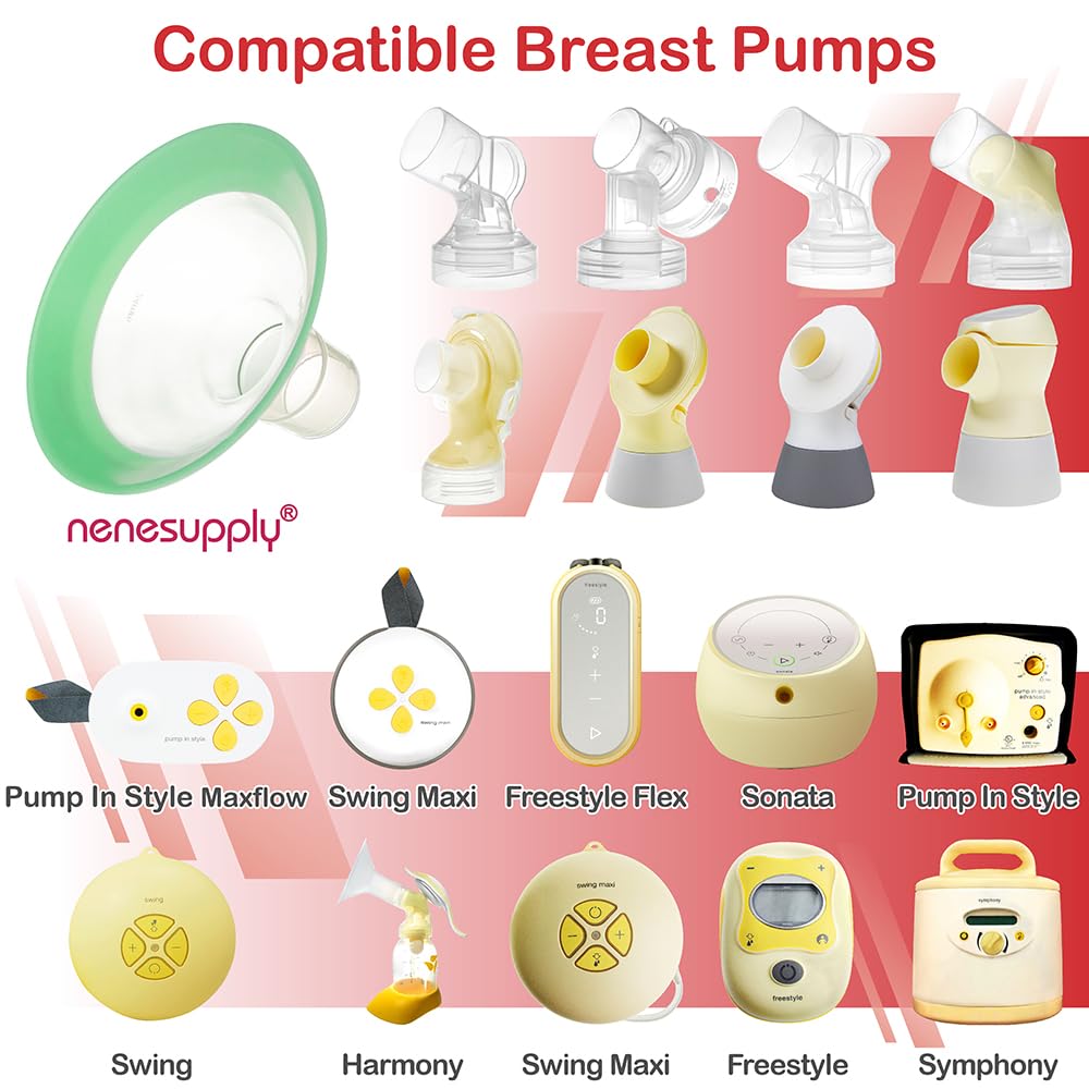 Nenesupply 17mm Flange Inserts and 24mm Flanges Compatible with Medela Breast Pump Parts Replacement 17mm Flange for Medela Work with Pump in Style Parts Symphony Swing Maxi Harmony Personalfit Flex