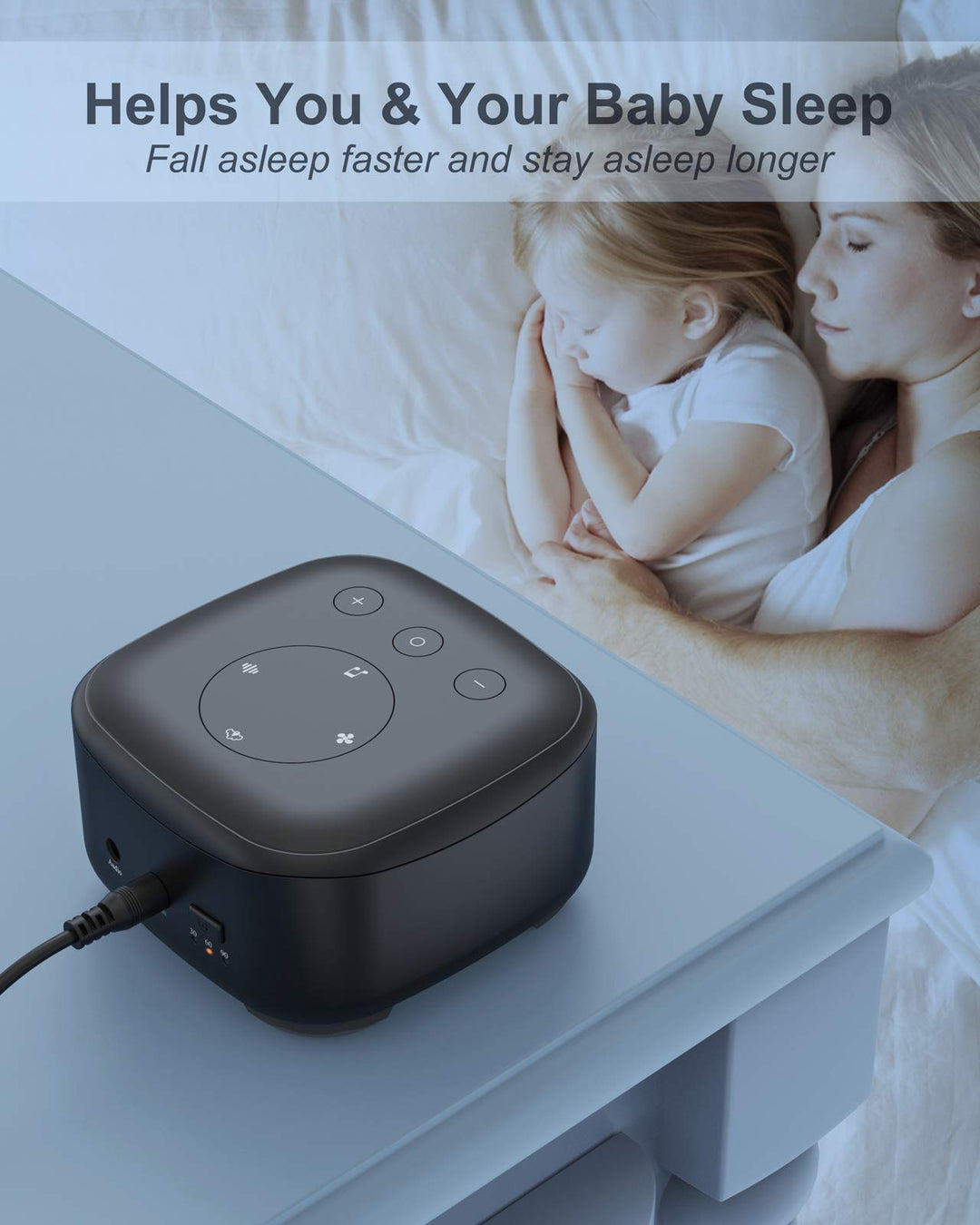 White Noise Machine, Sound Machine Portable Sleep Therapy Soother for Adults Baby Kids Sleeping, 24 Soothing Sounds Including White Noise/Fan Sounds/Nature Sounds/Lullaby for Nursery Office